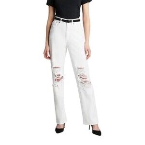 Retrofete Jeans Womens 25 X 31 Chris White Distressed Straight Leg Italy
